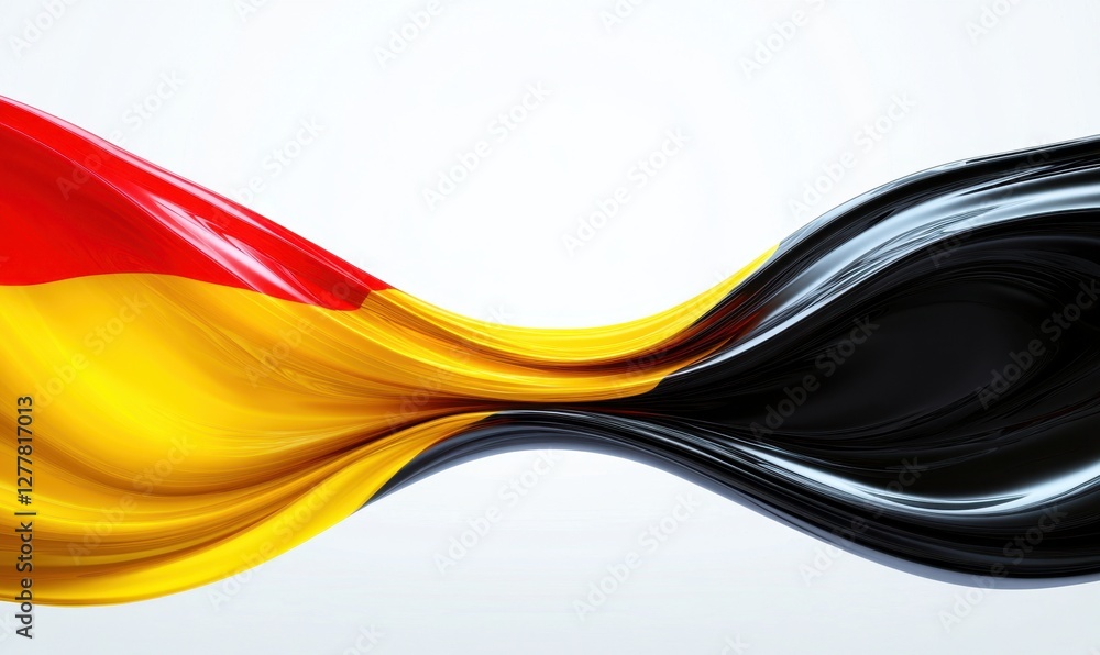 Aufkleber flowing german flag colors creating a dynamic wave effect against a light background