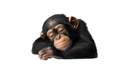 Chimpanzee resting peacefully with eyes closed