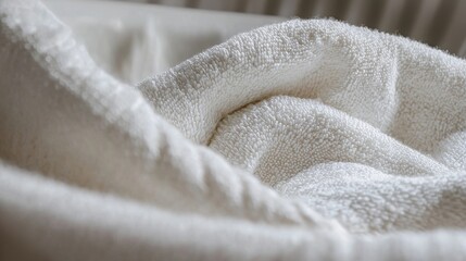 Soft White Towel Fabric Close-Up with Textured Surface Detail