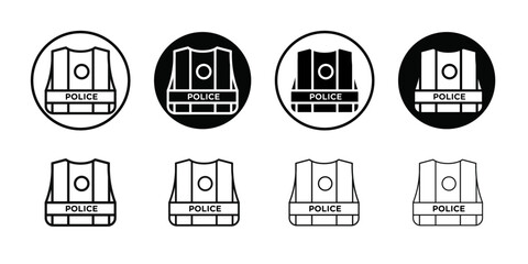 Reflective Police Vest icon Vector flat thin line illustration