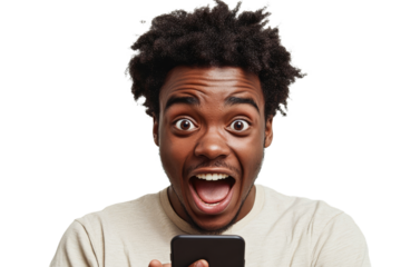 Excitement while using a smartphone at home