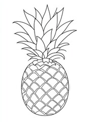 Line Art Drawing of a Whole Pineapple Tropical Fruit Illustration Coloring Page Design