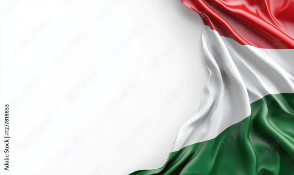 Poster hungarian flag elegantly draped with vibrant colors, creating a striking visual effect