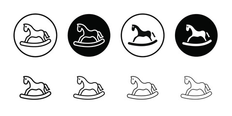 Toy horse rocking chair icon Vector flat thin line illustration