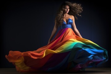 A woman in a long, flowing