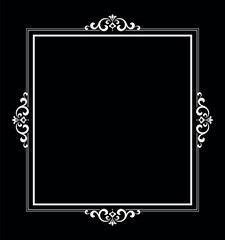 Decorative frame Elegant vector element for design in Eastern style, place for text. Floral black and white border. Lace illustration for invitations and greeting cards.