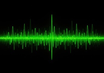 Vibrant green audio waveform on black background