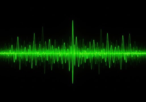 Vibrant green audio waveform on black background