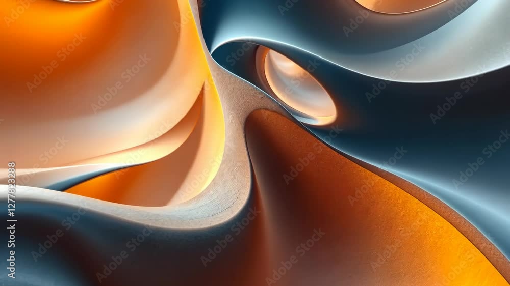 Poster dynamic flowing abstract shapes with vibrant colors and smooth textures