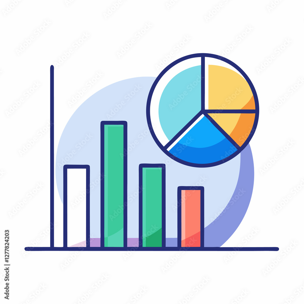 Poster bar chart and pie chart showing clear financial data trends