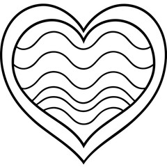 Waves Forming a Heart Shape in Line Art