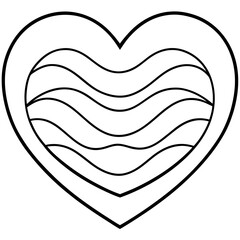 Waves Forming a Heart Shape in Line Art
