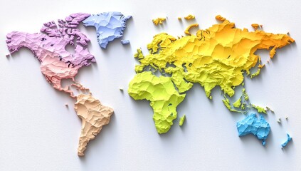 Stylized World Map in Blue and Pink