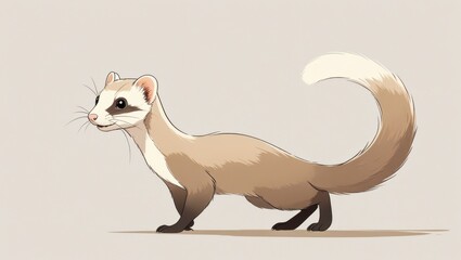 Obraz premium Charming illustration of a ferret character, perfect for pet lovers and children's media. Ideal for prints, greeting cards, and playful designs, capturing whimsical nature.