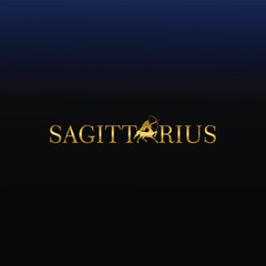 Obraz premium Sagittarius Zodiac Wordmark Logo. Archer replacing letter 
