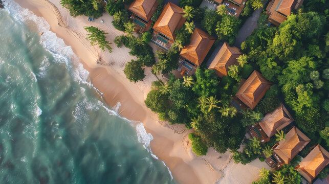 Aerial View Of Wooden Beach Accommodation