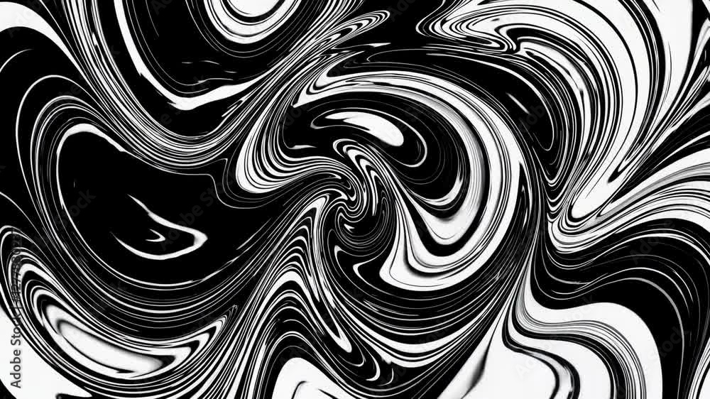 Aufkleber abstract black and white swirling pattern with fluid curves and high contrast. modern art and design