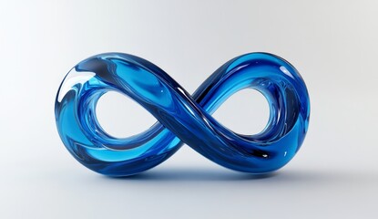 Blue Glass Infinity Symbol on White Background (1)