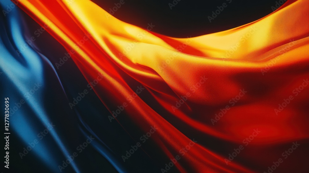 Poster abstract flowing fabric in vibrant colors creating a dynamic visual effect