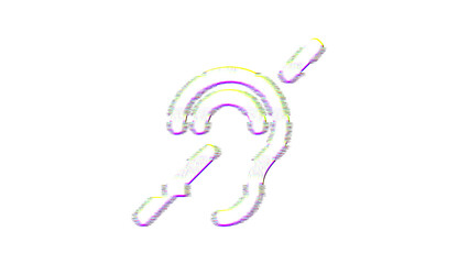 Icon deaf is distorted. Glitch. Noise, chromatic aberration, geometric distortion