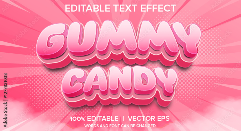 Poster gummy candy vector text effect with modern style design