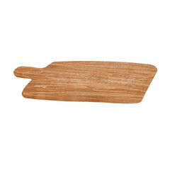 Wooden brown cutting board for groceries or food, digital illustration on a white background