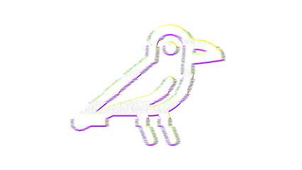 Icon crow is distorted. Glitch. Noise, chromatic aberration, geometric distortion