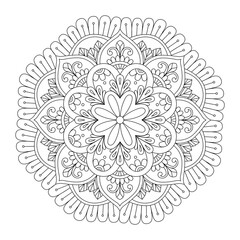 Outline Mandala for Coloring Book Page.