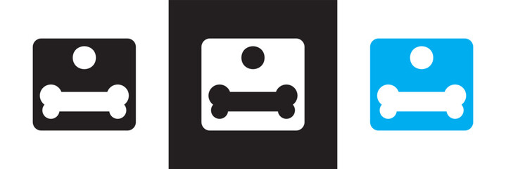 Bone tag icon vector .  Dog tag  sign icon. isolated on white and black background. Vector illustration. EPS 10