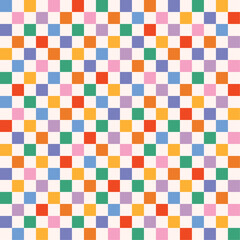 Modern geometric repeat design, cute bright retro color palette.