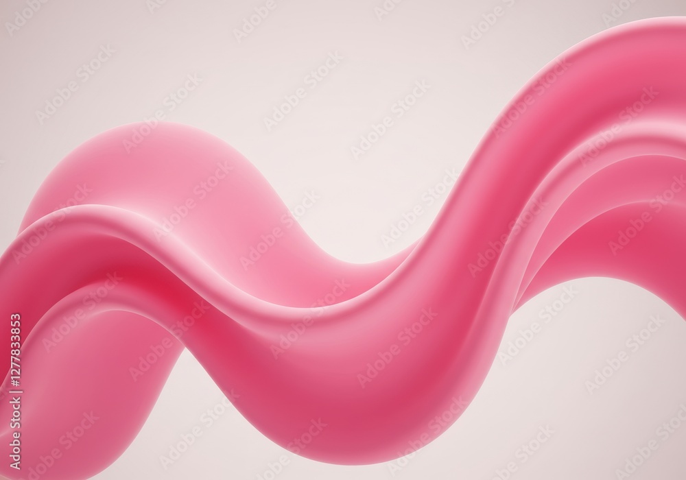 Poster abstract waveforms of smooth pink curves on a minimalist background