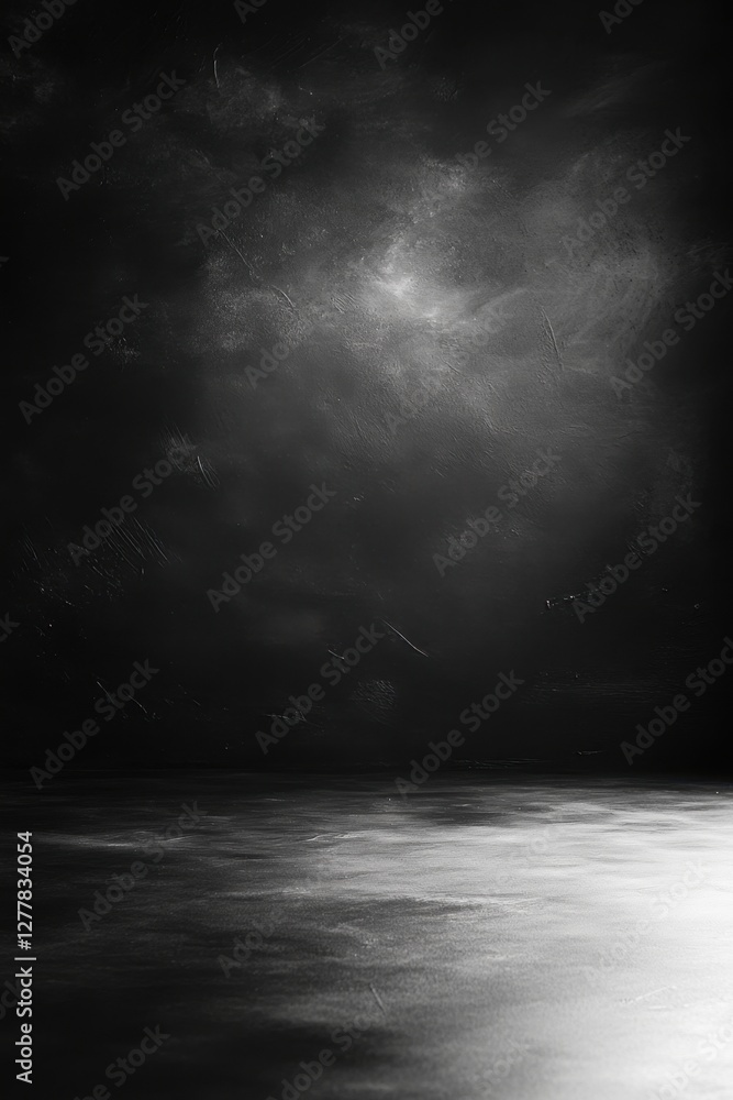 Poster dramatic monochrome studio backdrop with textured wall and floor creating a moody atmosphere for cre