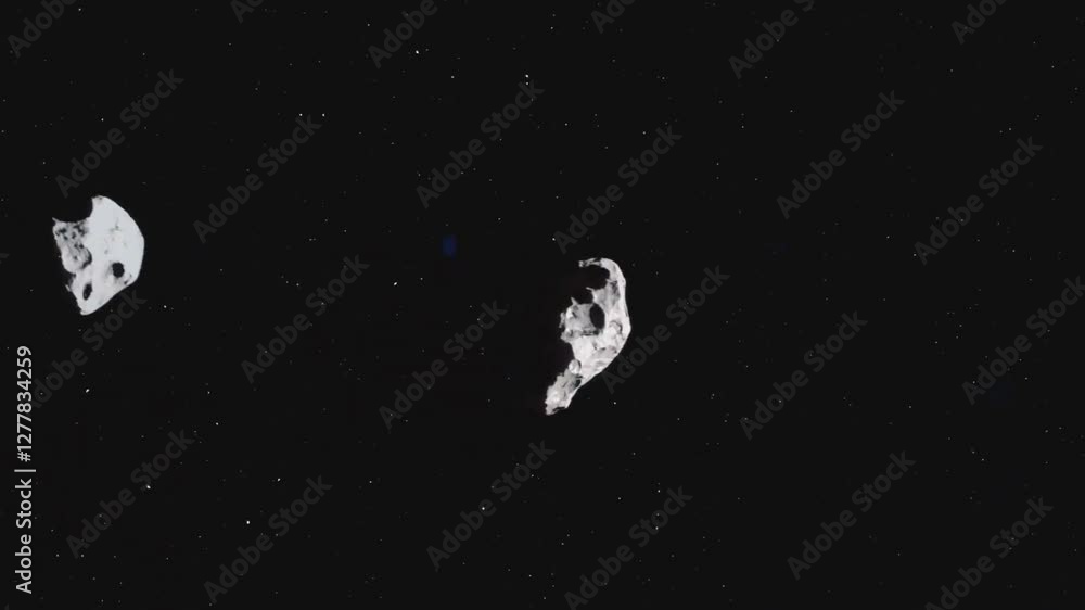 Wall mural two asteroids collide in outer space.