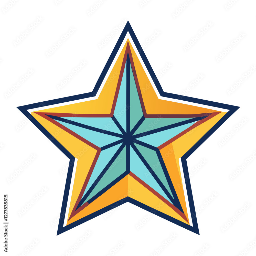 Poster multicolor star with sharp geometric design, a multicolored star with sharp geometric sections, symb