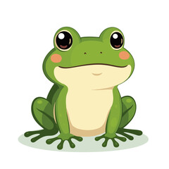Obraz premium Adorable Green Frog Illustration: A charming cartoon-style frog with big eyes and a sweet expression Perfect for children's content and books!