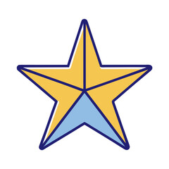 Simple Geometric Star with Yellow and Blue, A simple geometric star with yellow and blue segments, featuring clean lines and a balanced design, symbolizing harmony.
