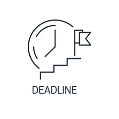 Deadline. Manage to complete the task. Business time.Vector linear icon illustration isolated on white background.