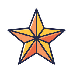Orange and Yellow Geometric Star Design, A geometric star with orange and yellow segments, showcasing vibrant colors and sharp lines, symbolizing energy and creativity.
