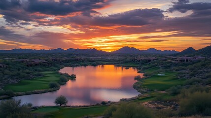 Stunning sunset with lake reflection wallpapers