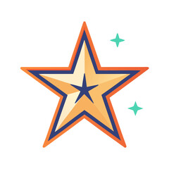 Obraz premium Illustration of a Star with Sparkles, A vibrant illustration of a five-pointed star with a glowing effect and small sparkles around it. 