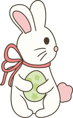 A bunny cradling an Easter egg, perfect for festive illustrations.