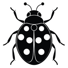 Animal Ladybug vector silhouette , clip art, and symbol. Shilhouette of animal concept and simple design. Silhouette ladybug.