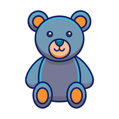 Adorable Blue Bear with Orange Highlights, A cute blue bear with orange accents, perfect for children's illustrations, playful designs, and toy-related themes.
