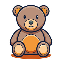 Cute Blue Bear with Orange Details Illustration, An adorable blue bear with orange accents, perfect for children's illustrations, playful themes, or toy-related designs.
