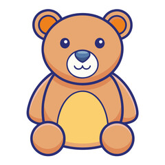 Sweet Tan Cartoon Bear with Smiling Face, An endearing tan cartoon bear with a warm smile, perfect for children's content and friendly, playful designs.
