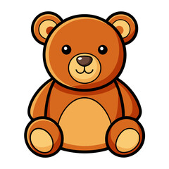 Charming Orange Cartoon Bear with Bright Eyes, An adorable orange cartoon bear with bright eyes and a sweet smile, perfect for children's illustrations or playful designs.
