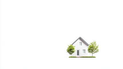 Modern tiny cottage house Over white Studio Background.