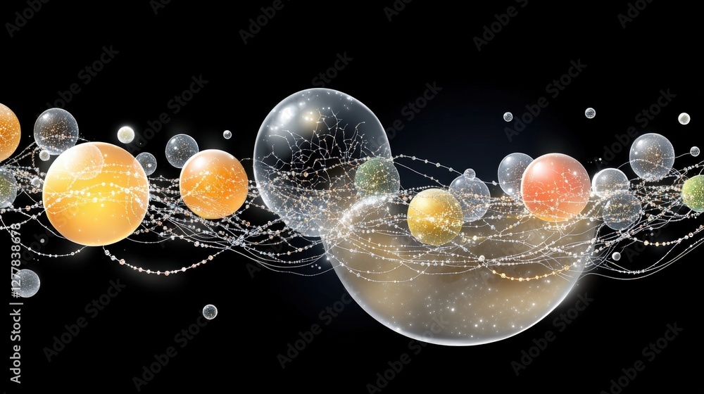 Aufkleber intricate fusion of glowing orbs with neural connections in an ethereal space environment