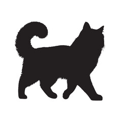 Cat Silhouette - Cute Kitten in Playful Pose Vector - Cat Vector - Cat Illustration - Minimalist Cat Silhouette - Cat Vector - Cat Digital Art
