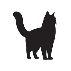 Cat Silhouette - Stretching Cat in Minimalist Art Style - Cat Vector - Cat Illustration - Minimalist Cat Silhouette - Cat Vector - Cat Digital Art
